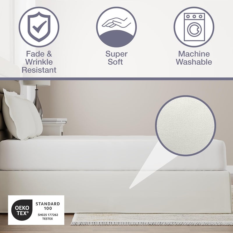 Levinsohn Lux Hotel Tailored Bed Skirt Classic 14" Drop Length Pleated Styling, Twin, Bone - Image 4